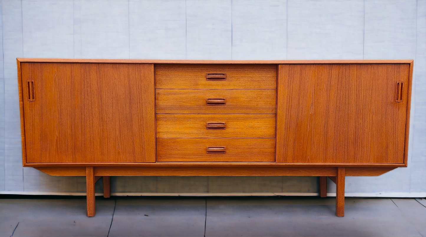 REFINISHED Mid Century Modern Teak Sideboard Credenza 72"