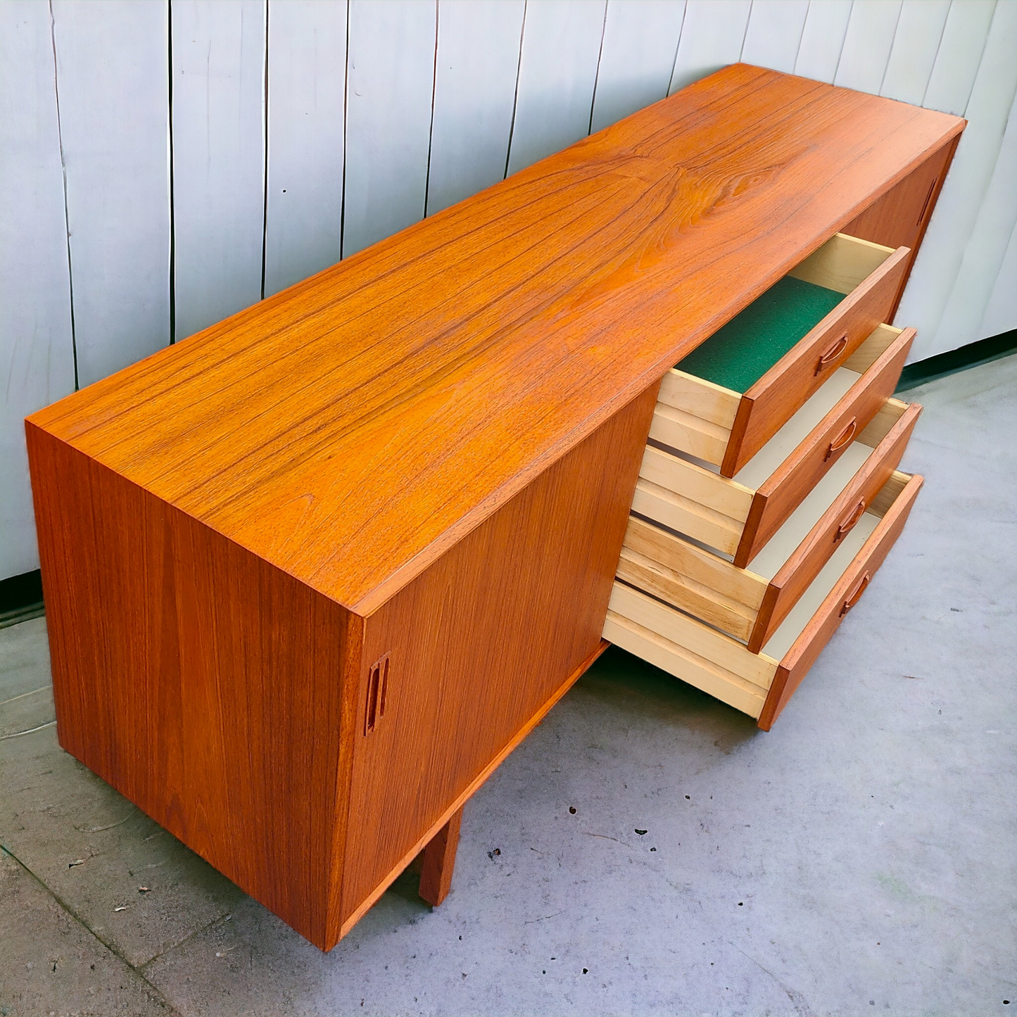 REFINISHED Mid Century Modern Teak Sideboard Credenza 72"
