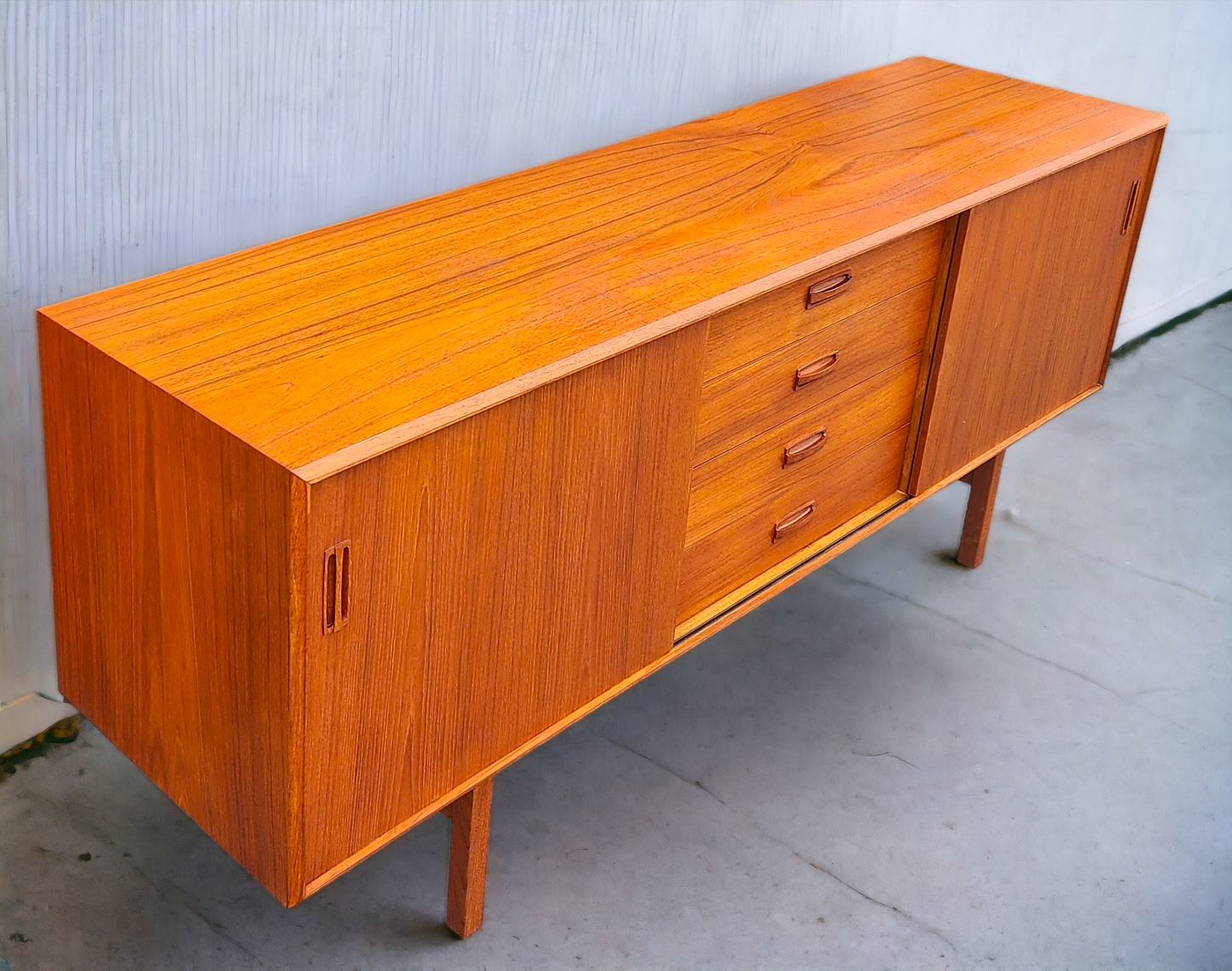 REFINISHED Mid Century Modern Teak Sideboard Credenza 72"