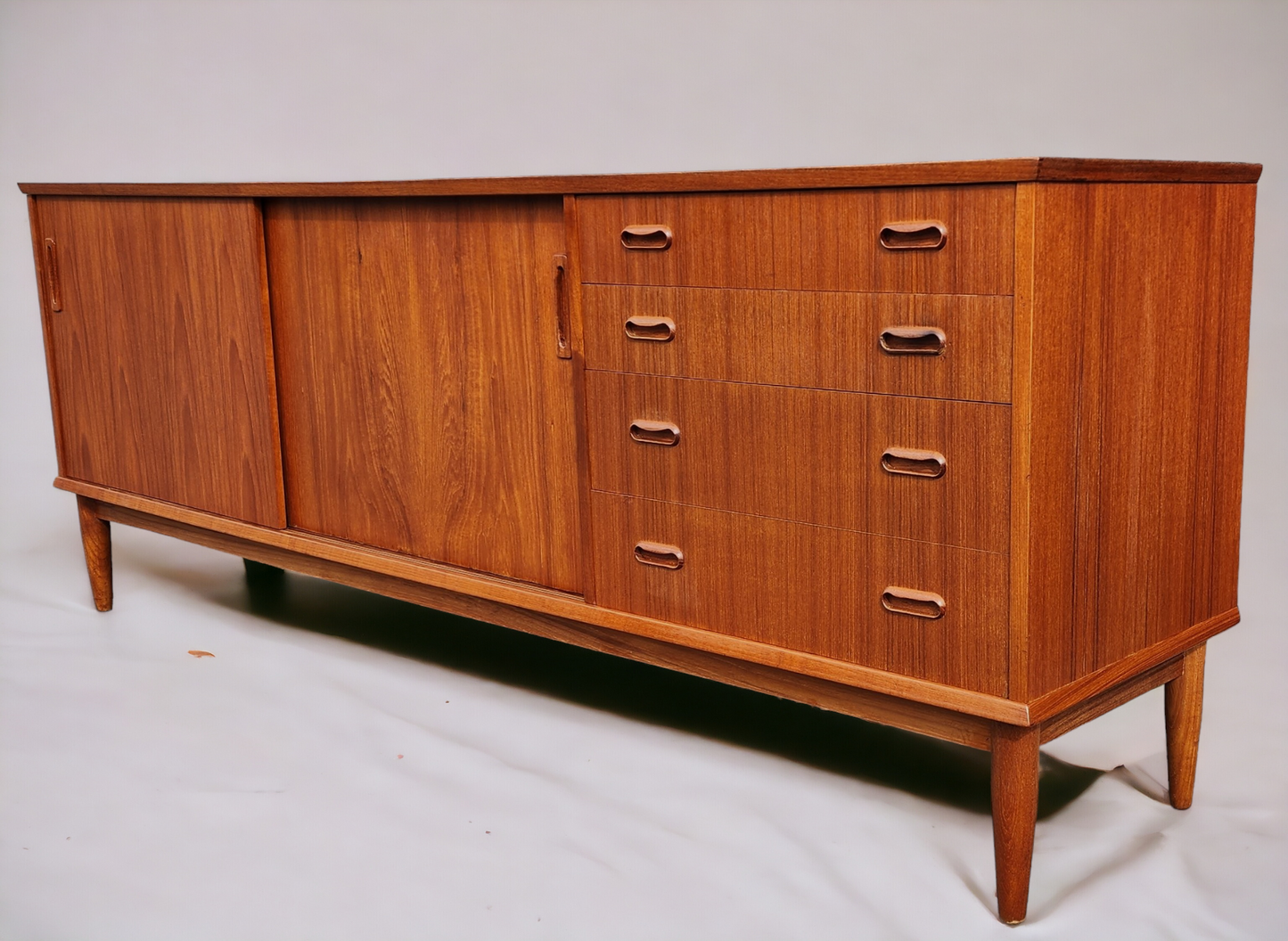 REFINISHED Mid Century Teak Sideboard Credenza Buffet 79"