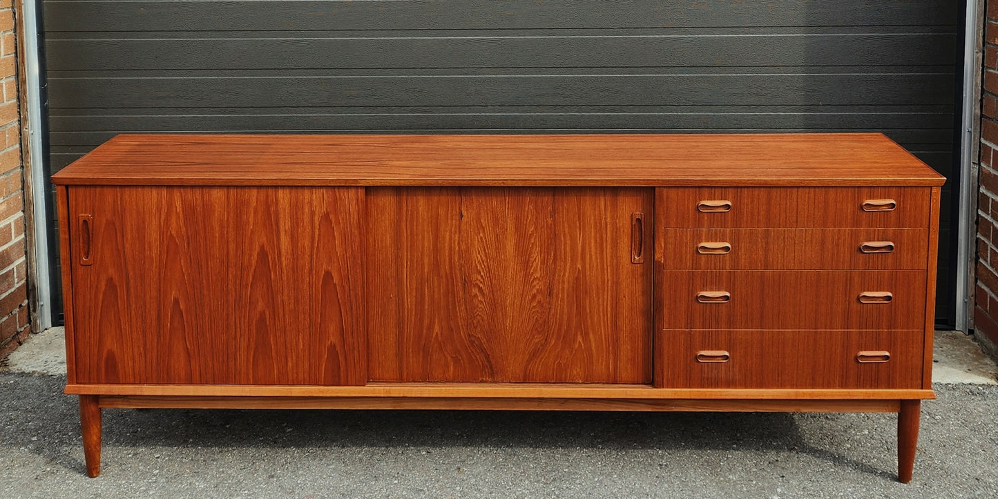 REFINISHED Mid Century Teak Sideboard Credenza Buffet 79"