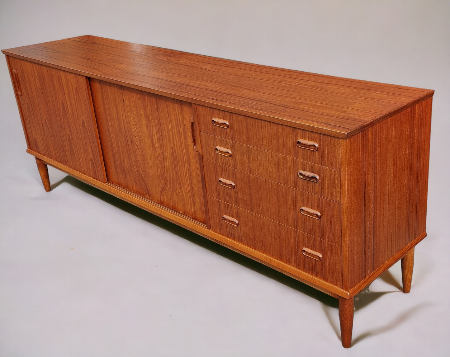 REFINISHED Mid Century Teak Sideboard Credenza Buffet 79"