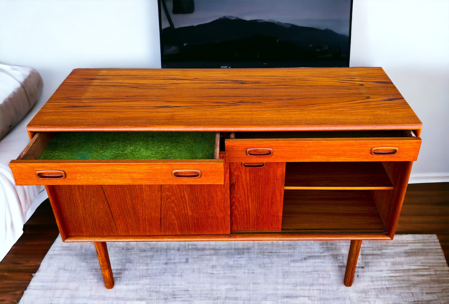 REFINISHED Mid Century Teak Sideboard Buffet 48"