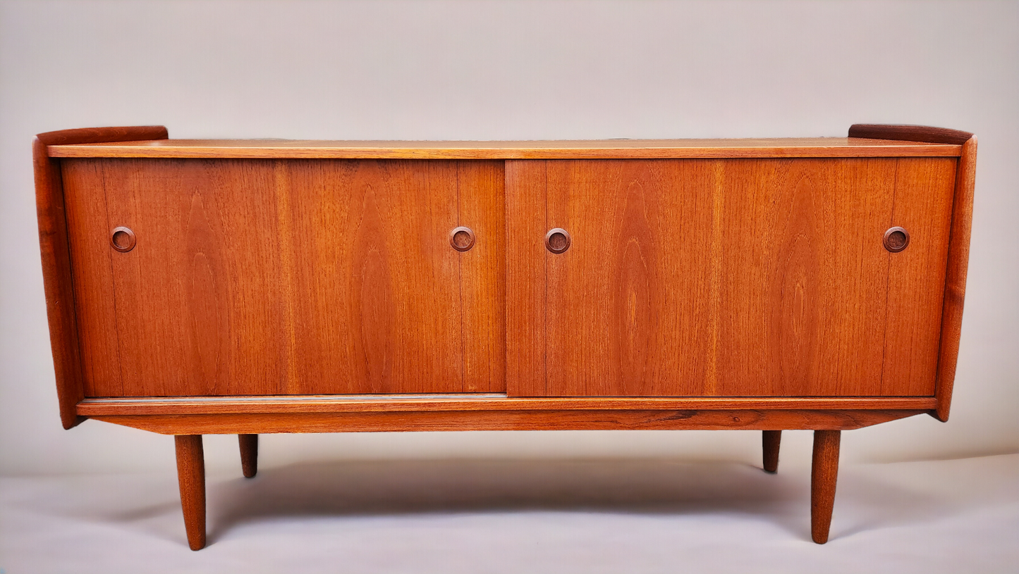 REFINISHED Mid Century Teak Sideboard Buffet TV Media Console by R.Huber 60" narrow