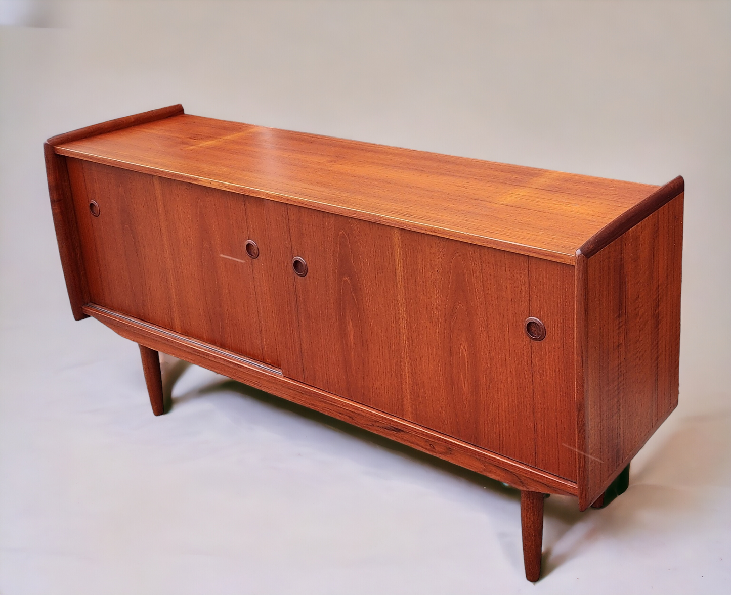 REFINISHED Mid Century Teak Sideboard Buffet TV Media Console by R.Huber 60" narrow