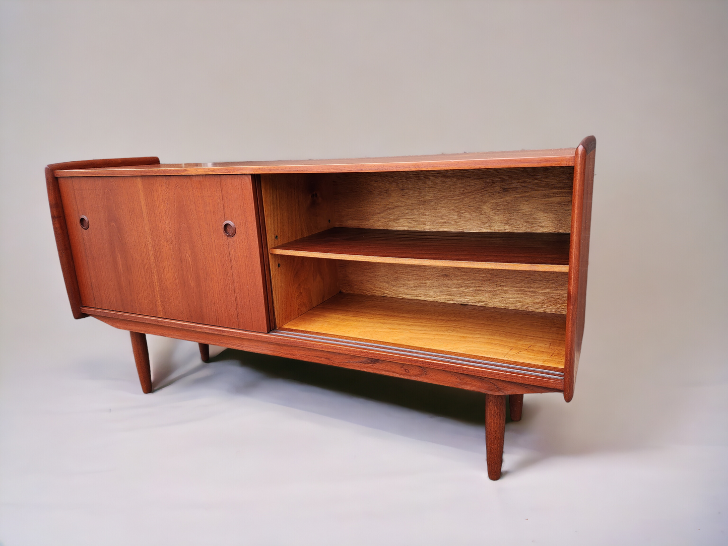 REFINISHED Mid Century Teak Sideboard Buffet TV Media Console by R.Huber 60" narrow