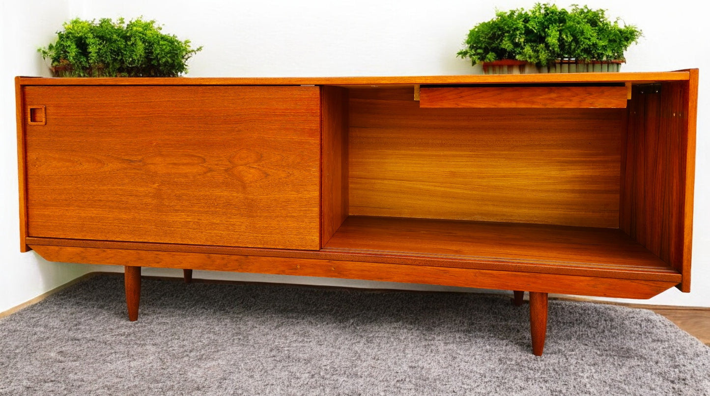 REFINISHED Danish Mid Century Modern Teak Sideboard Buffet 72"