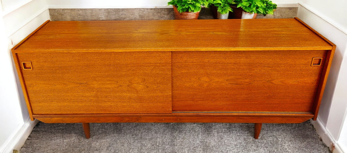 REFINISHED Danish Mid Century Modern Teak Sideboard Buffet 72"