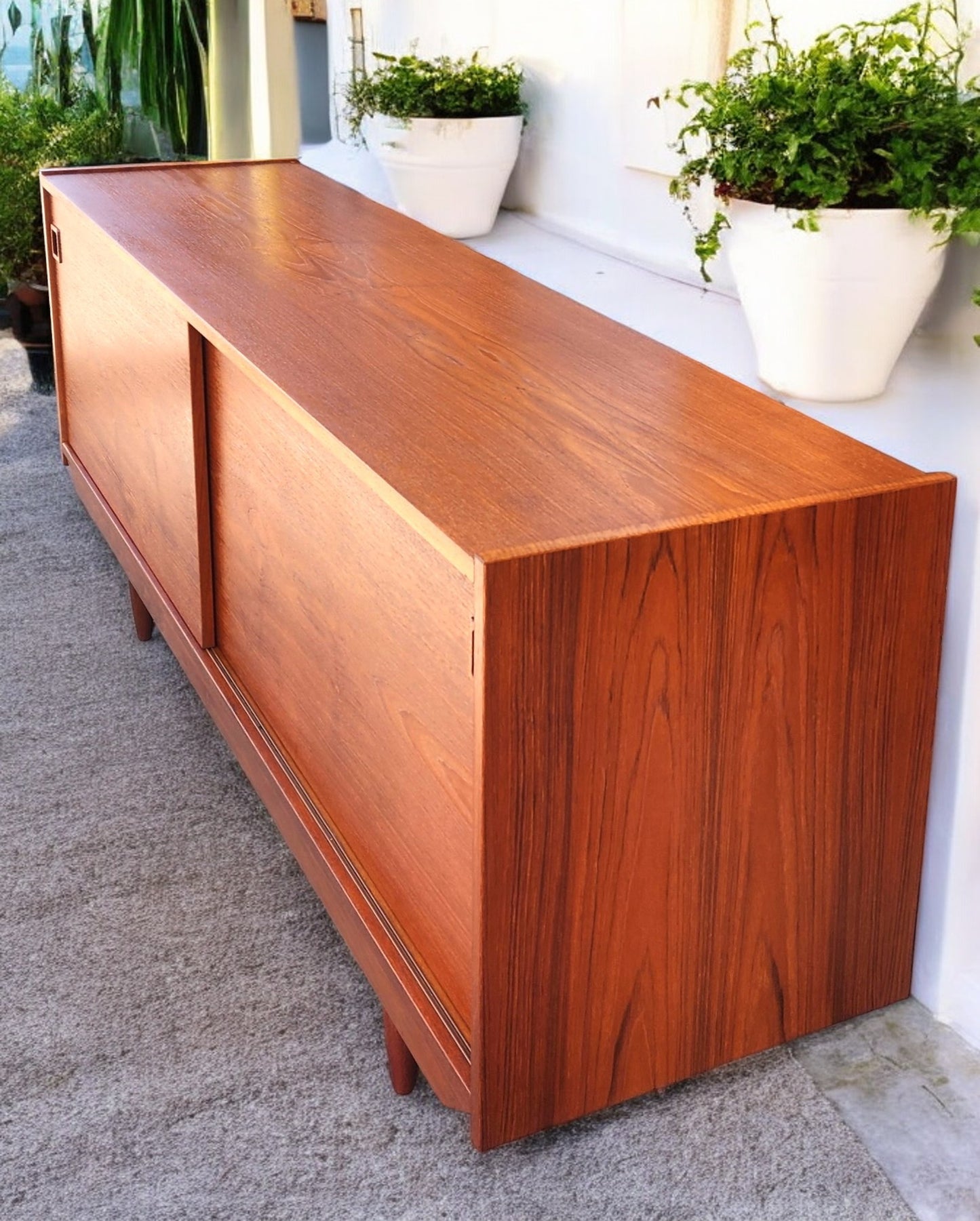 REFINISHED Danish Mid Century Modern Teak Sideboard Buffet 72"