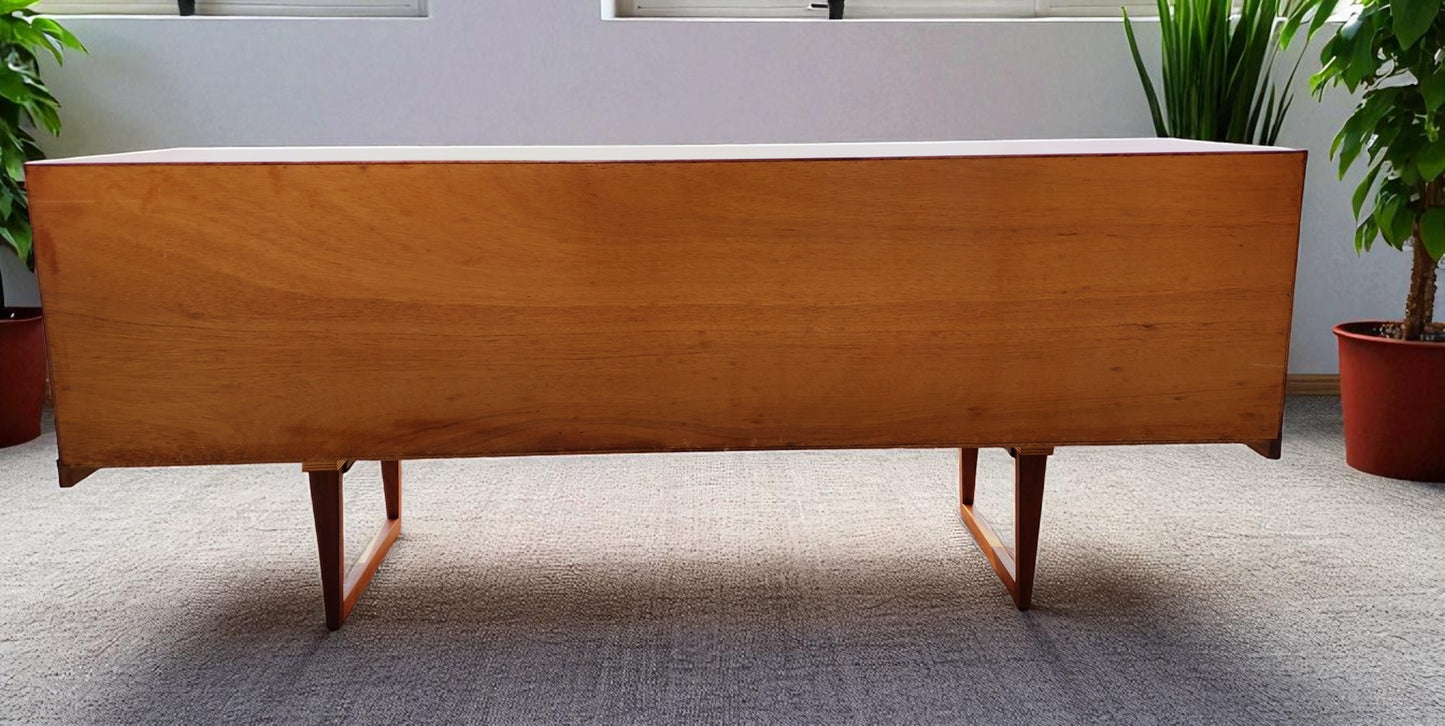 REFINISHED Mid Century Modern Teak Sideboard w Tambour Doors 84"