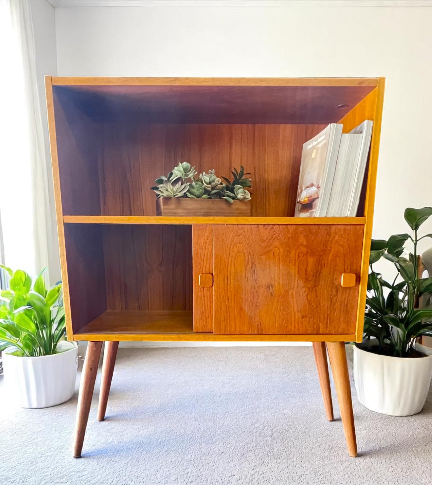 On Hold***RESTORED Mid Century Modern Teak Bookcase Display 31 5/8"