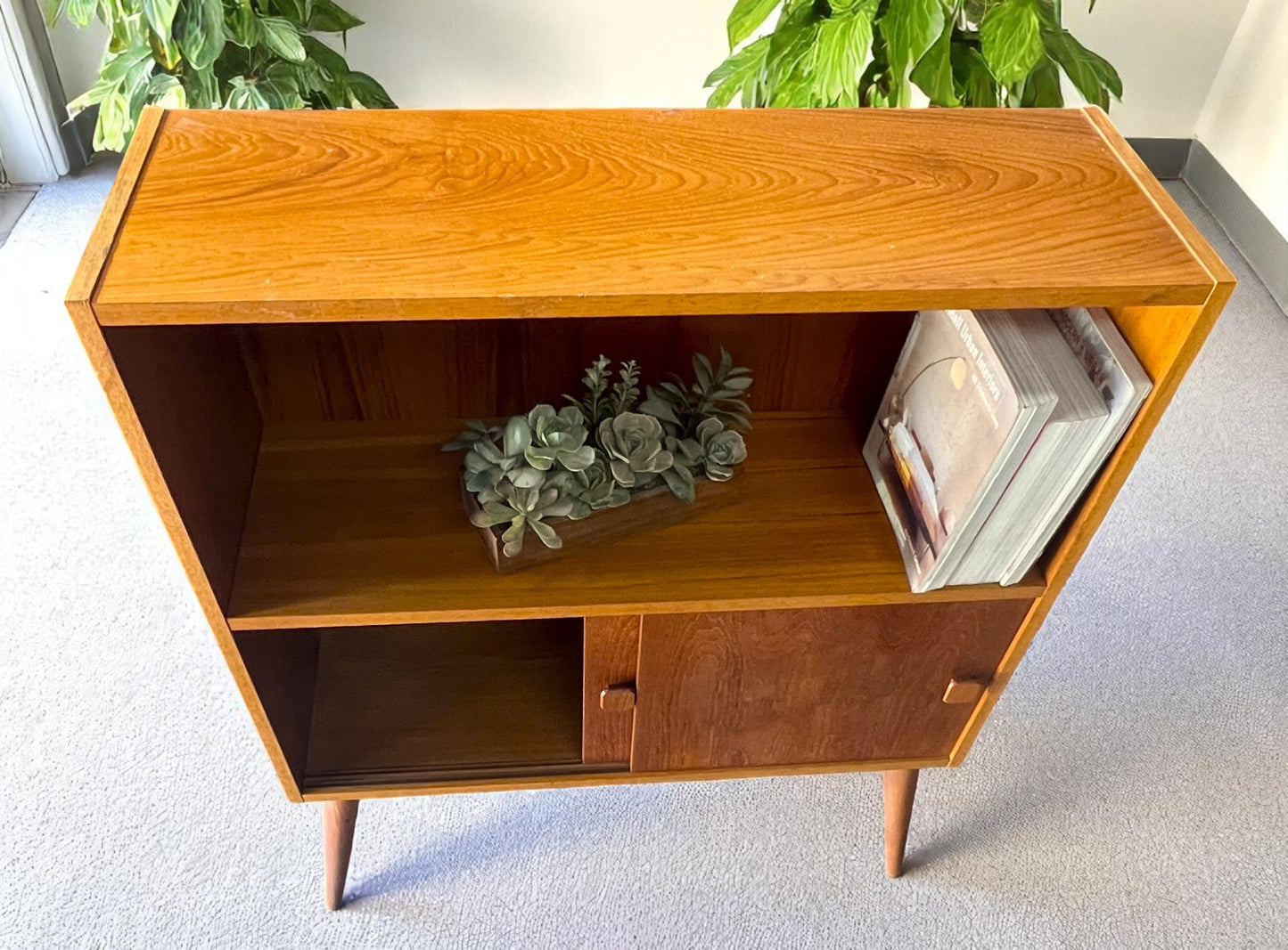 On Hold***RESTORED Mid Century Modern Teak Bookcase Display 31 5/8"