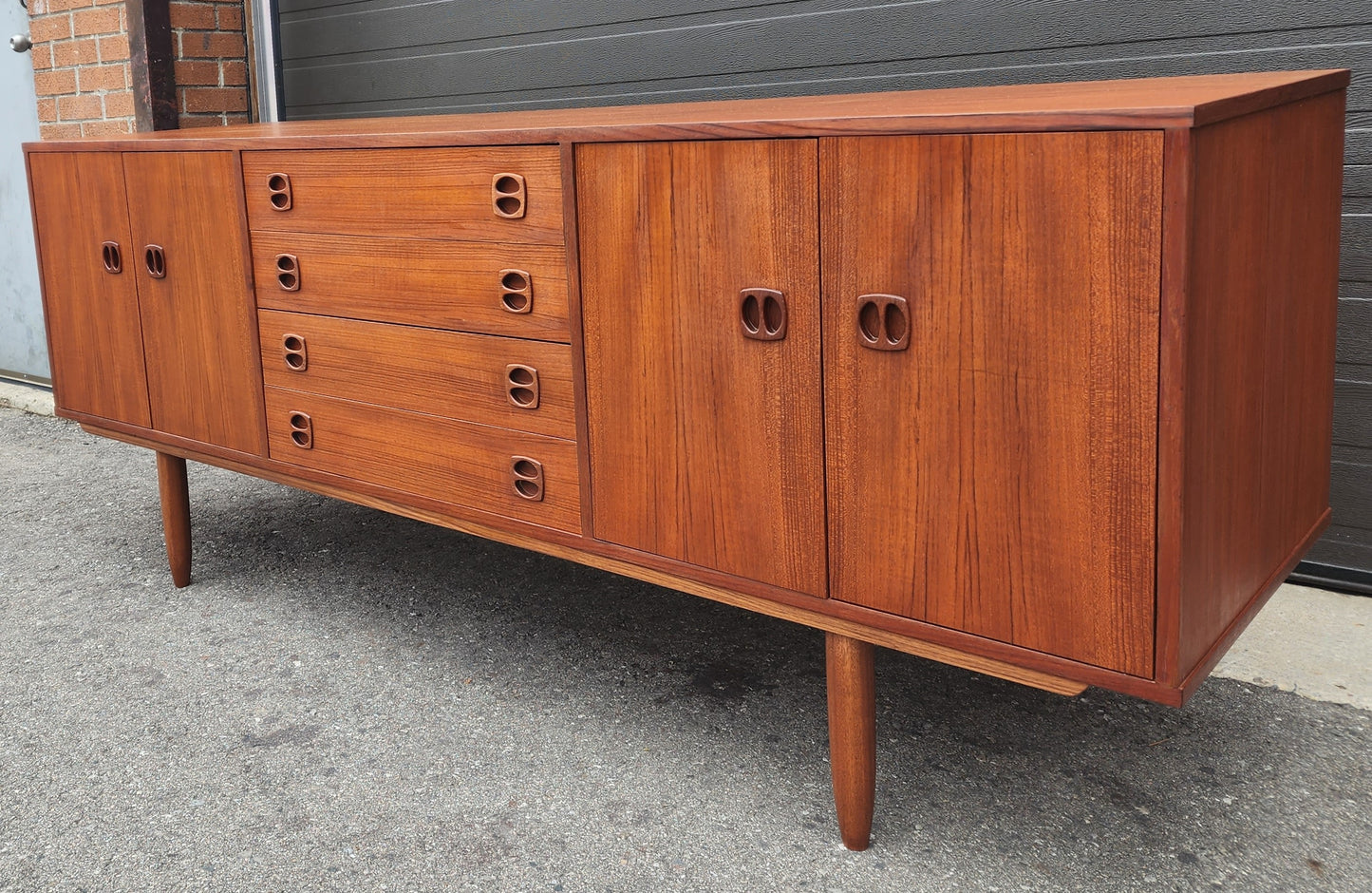 REFINISHED Danish Mid Century Modern Teak Credenza, Deep & Long 76"