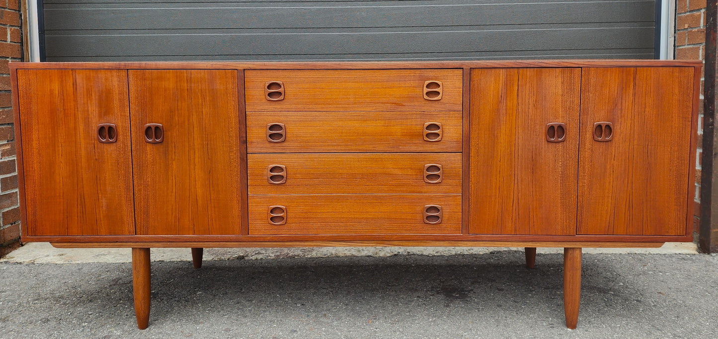 REFINISHED Danish Mid Century Modern Teak Credenza, Deep & Long 76"