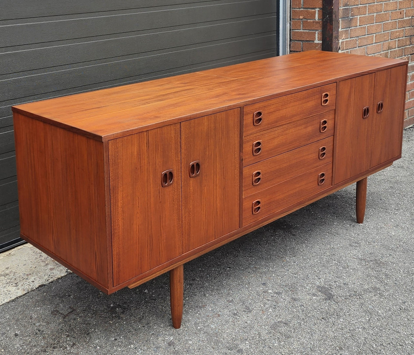 REFINISHED Danish Mid Century Modern Teak Credenza, Deep & Long 76"