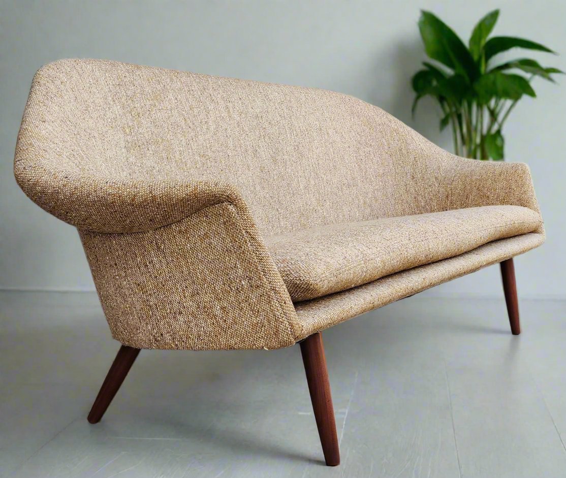 REFINISHED Mid Century Modern Teak Sofa by Gerhard Berg with wool upholstery