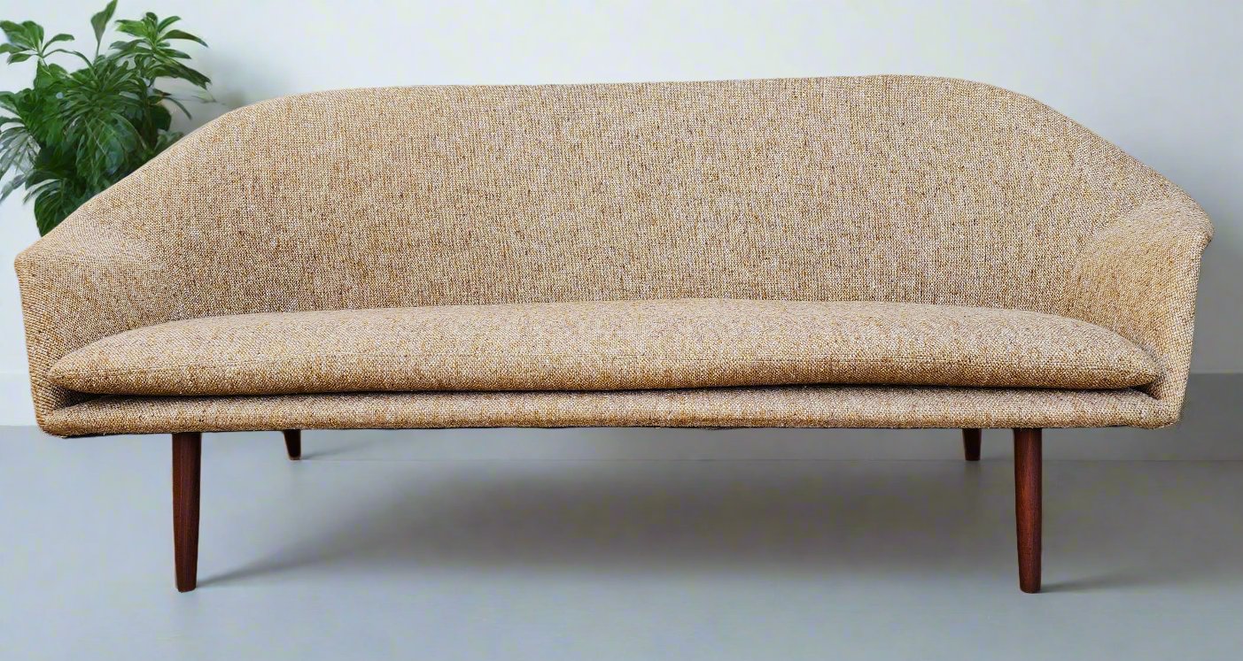 REFINISHED Mid Century Modern Teak Sofa by Gerhard Berg with wool upholstery