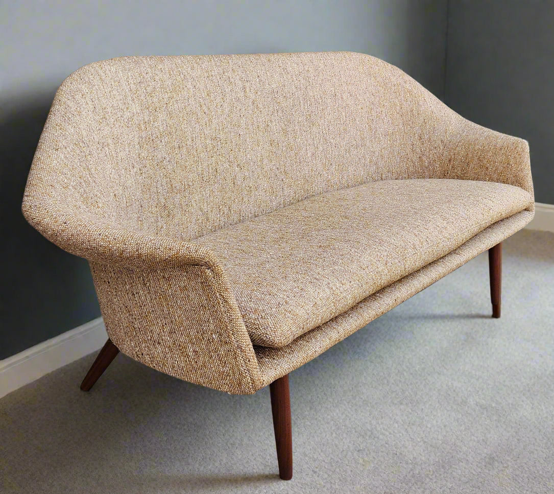 REFINISHED Mid Century Modern Teak Sofa by Gerhard Berg with wool upholstery