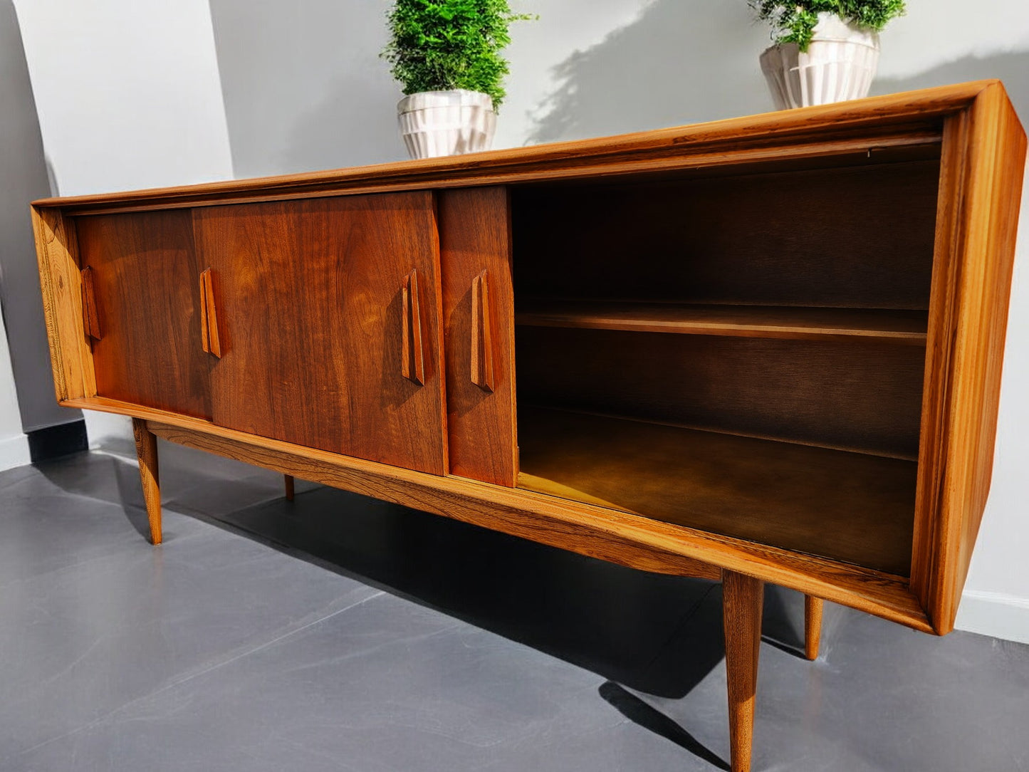 REFINISHED Mid Century Modern Walnut Sideboard by Deilcraft 68"