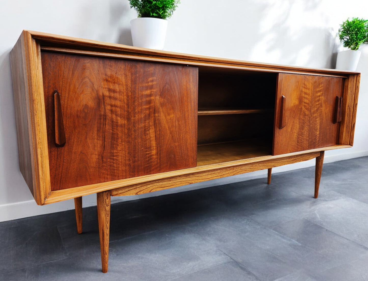 REFINISHED Mid Century Modern Walnut Sideboard by Deilcraft 68"