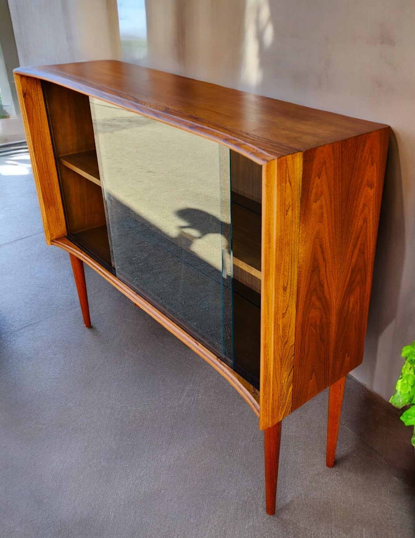 REFINISHED Mid Century Modern Walnut & Ash Bookcase 4 ft