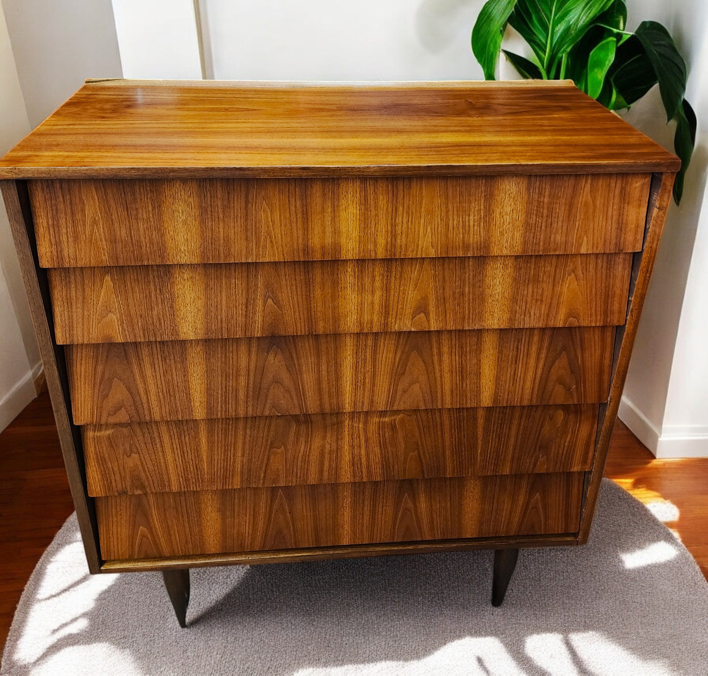 REFINISHED Mid Century Modern Walnut Tallboy