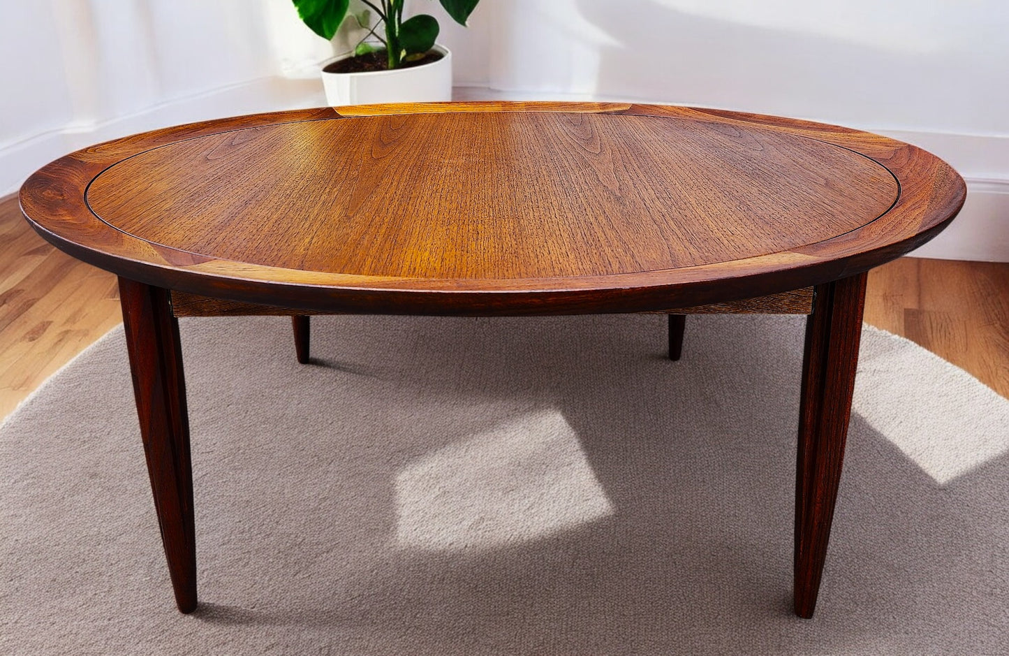 REFINISHED Mid Century Modern Walnut Round Coffee Table by Deilcraft D38"