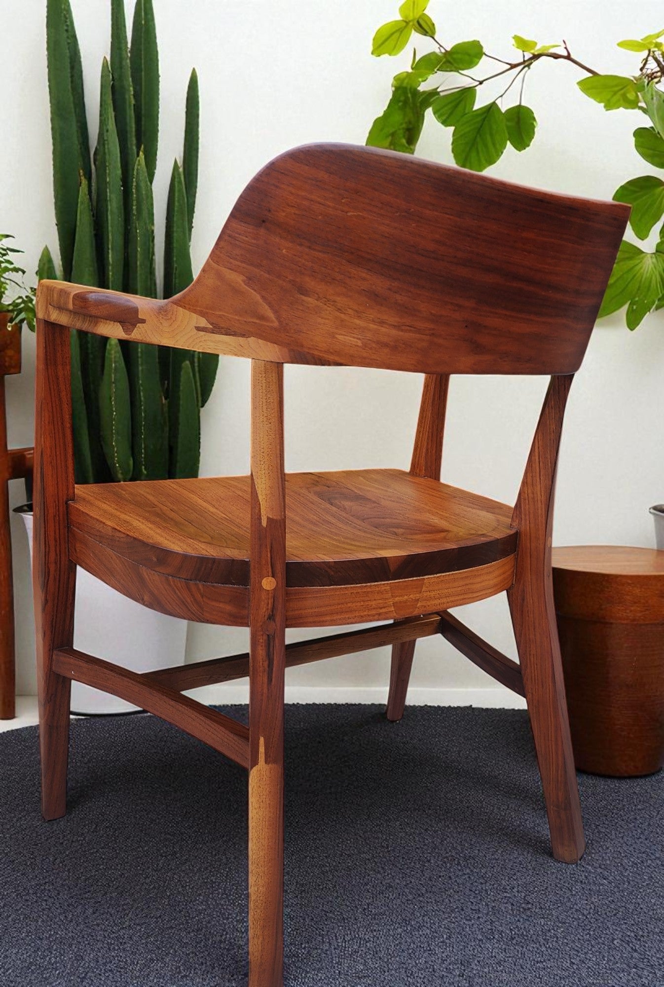 REFINISHED Mid Century Modern Jasper Walnut Sculptural Armchair