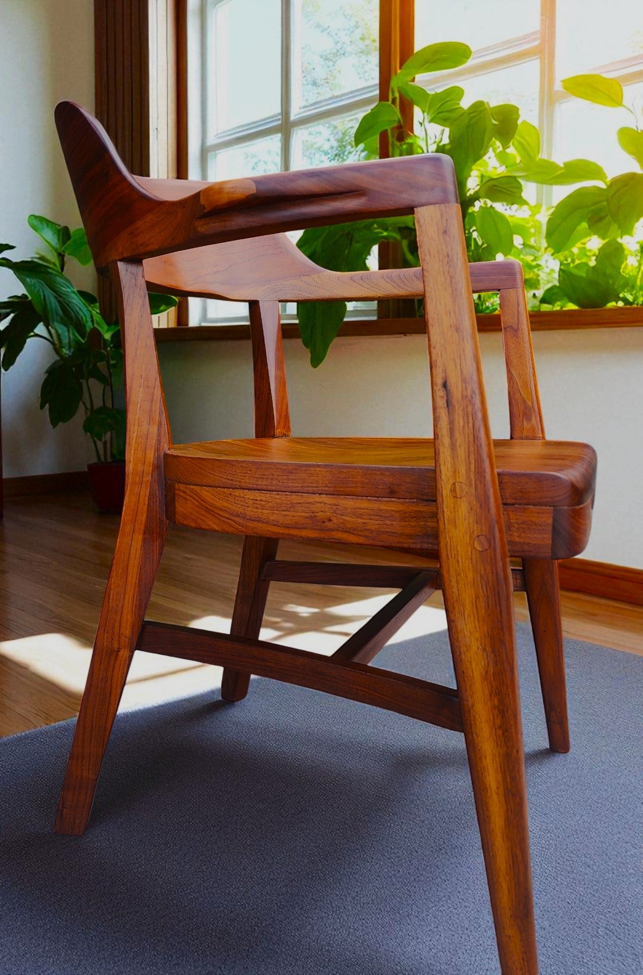 REFINISHED Mid Century Modern Jasper Walnut Sculptural Armchair