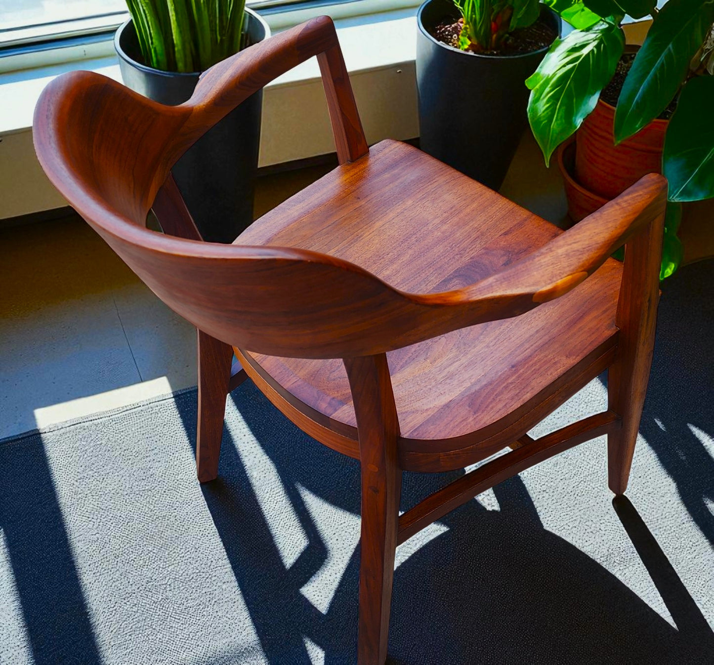 REFINISHED Mid Century Modern Jasper Walnut Sculptural Armchair