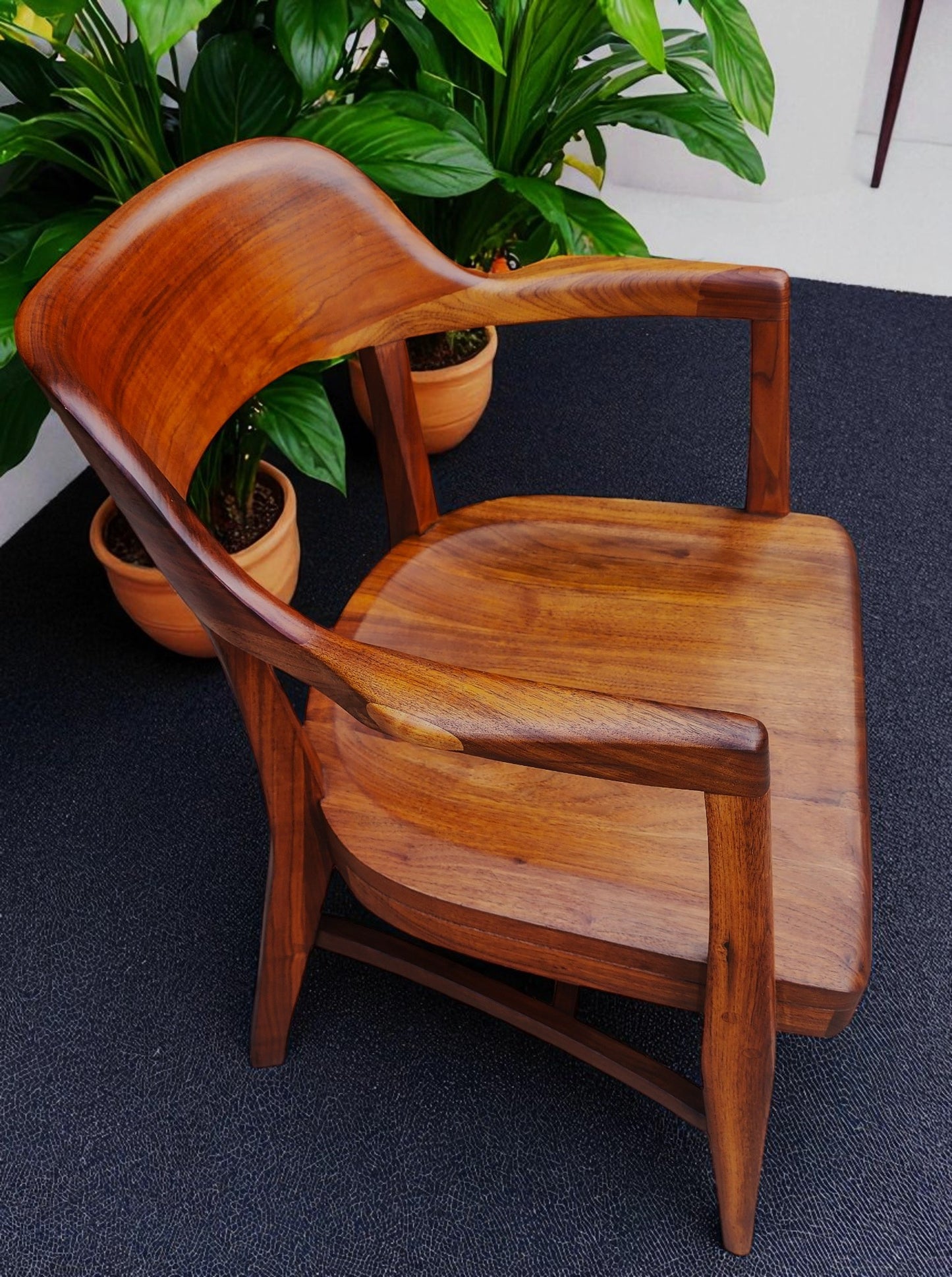 REFINISHED Mid Century Modern Jasper Walnut Sculptural Armchair