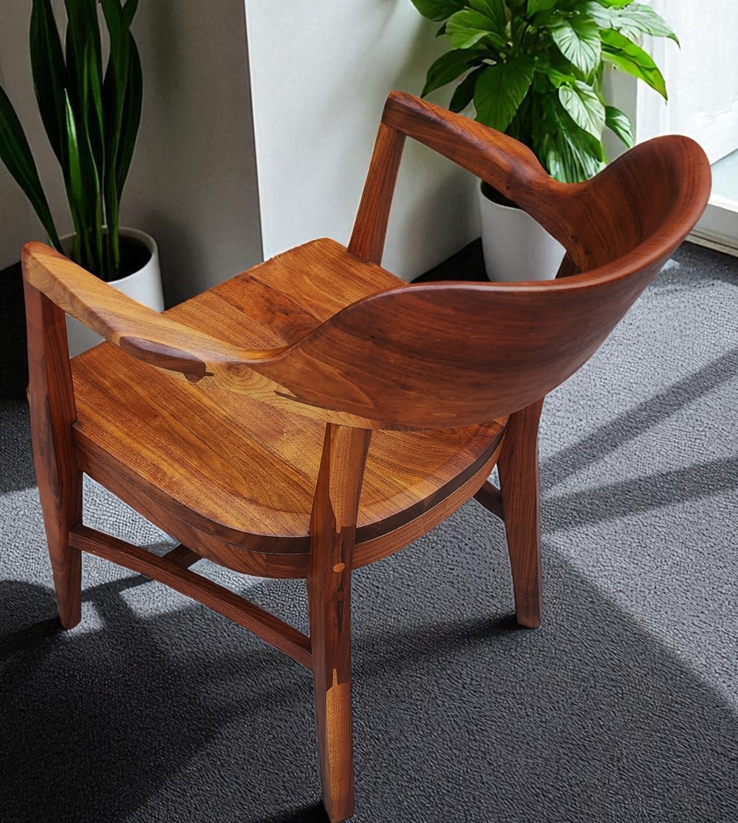 REFINISHED Mid Century Modern Jasper Walnut Sculptural Armchair