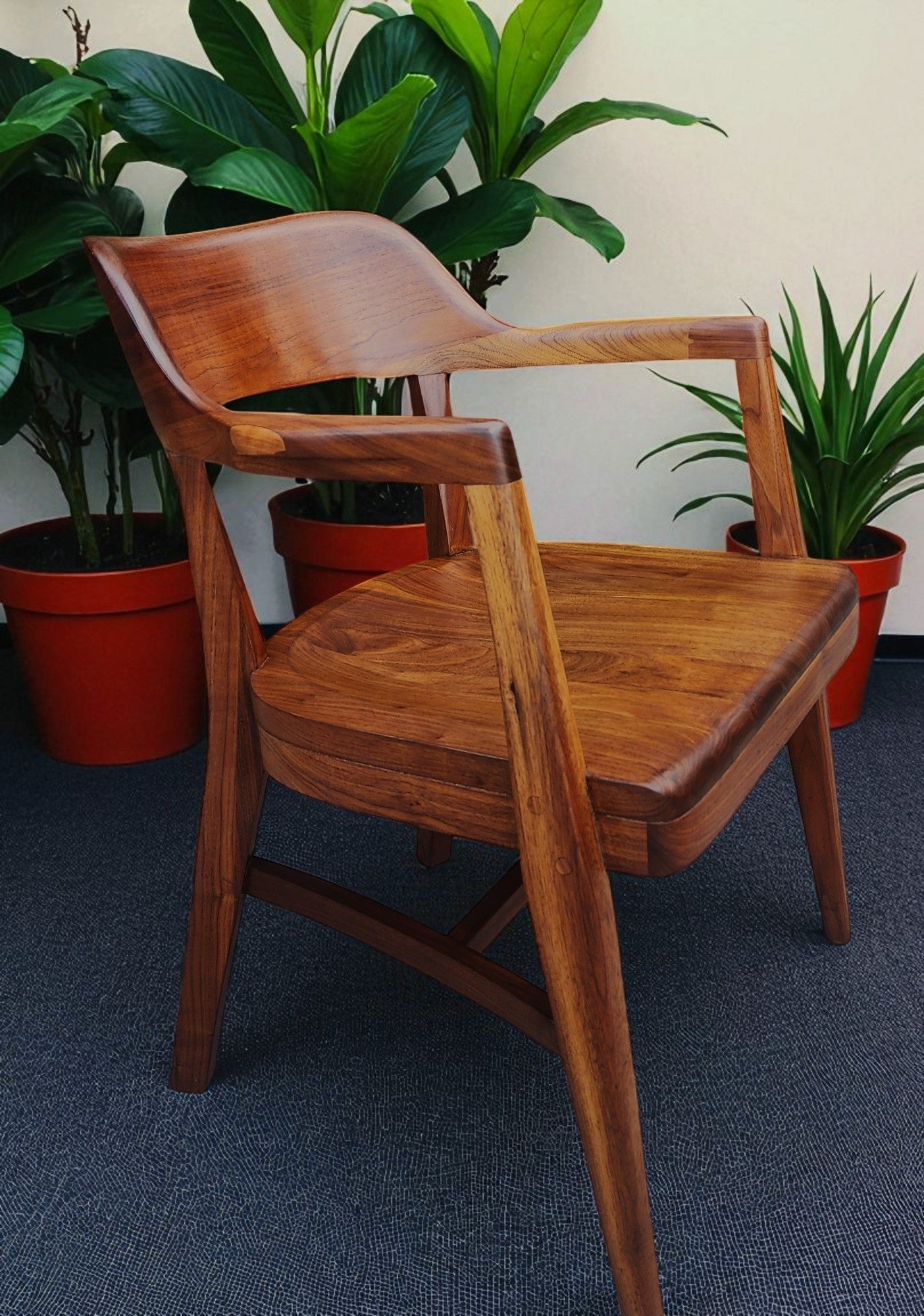 REFINISHED Mid Century Modern Jasper Walnut Sculptural Armchair