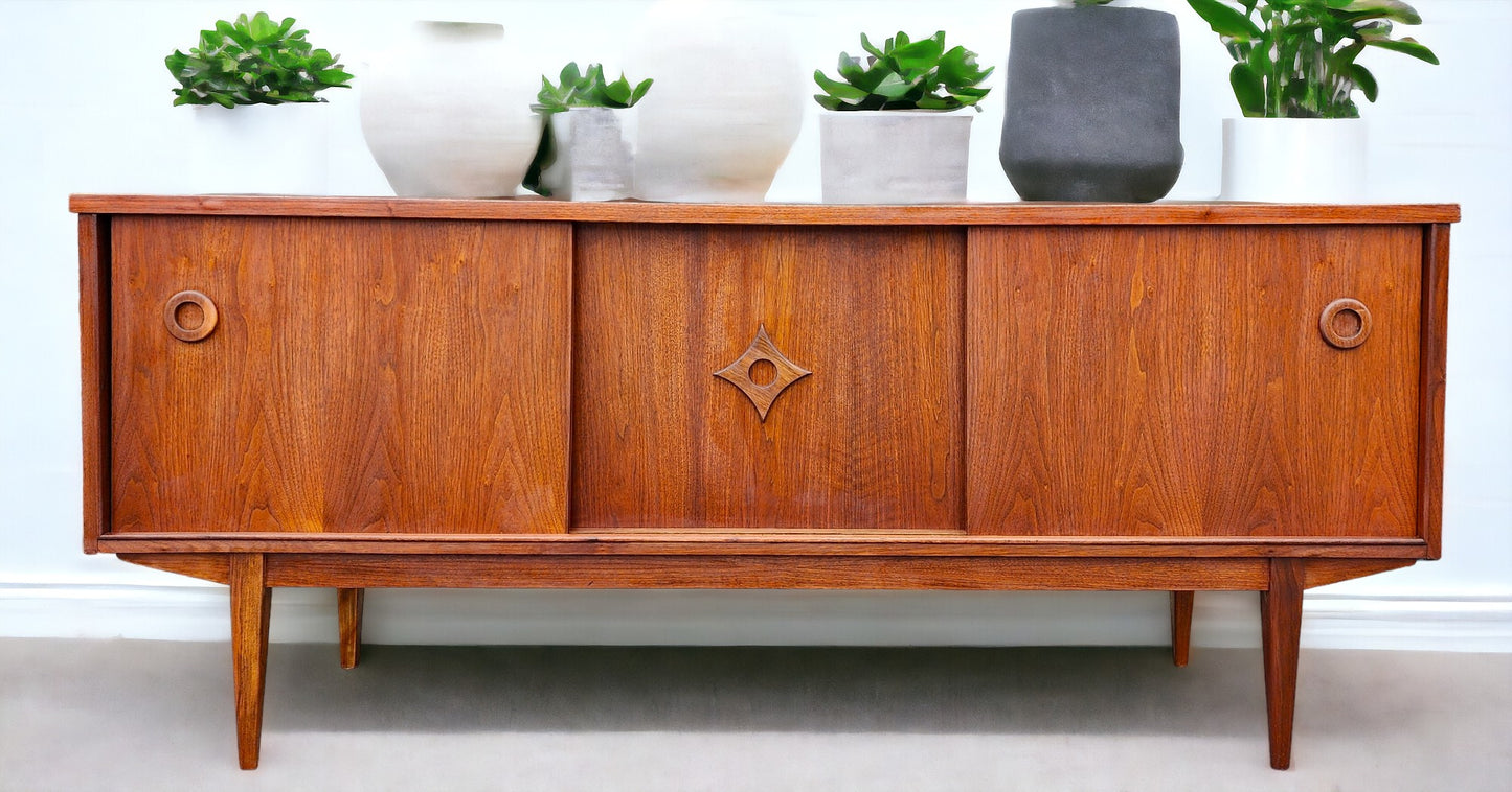 REFINISHED Mid Century Modern Walnut Sideboard Buffet 6 ft