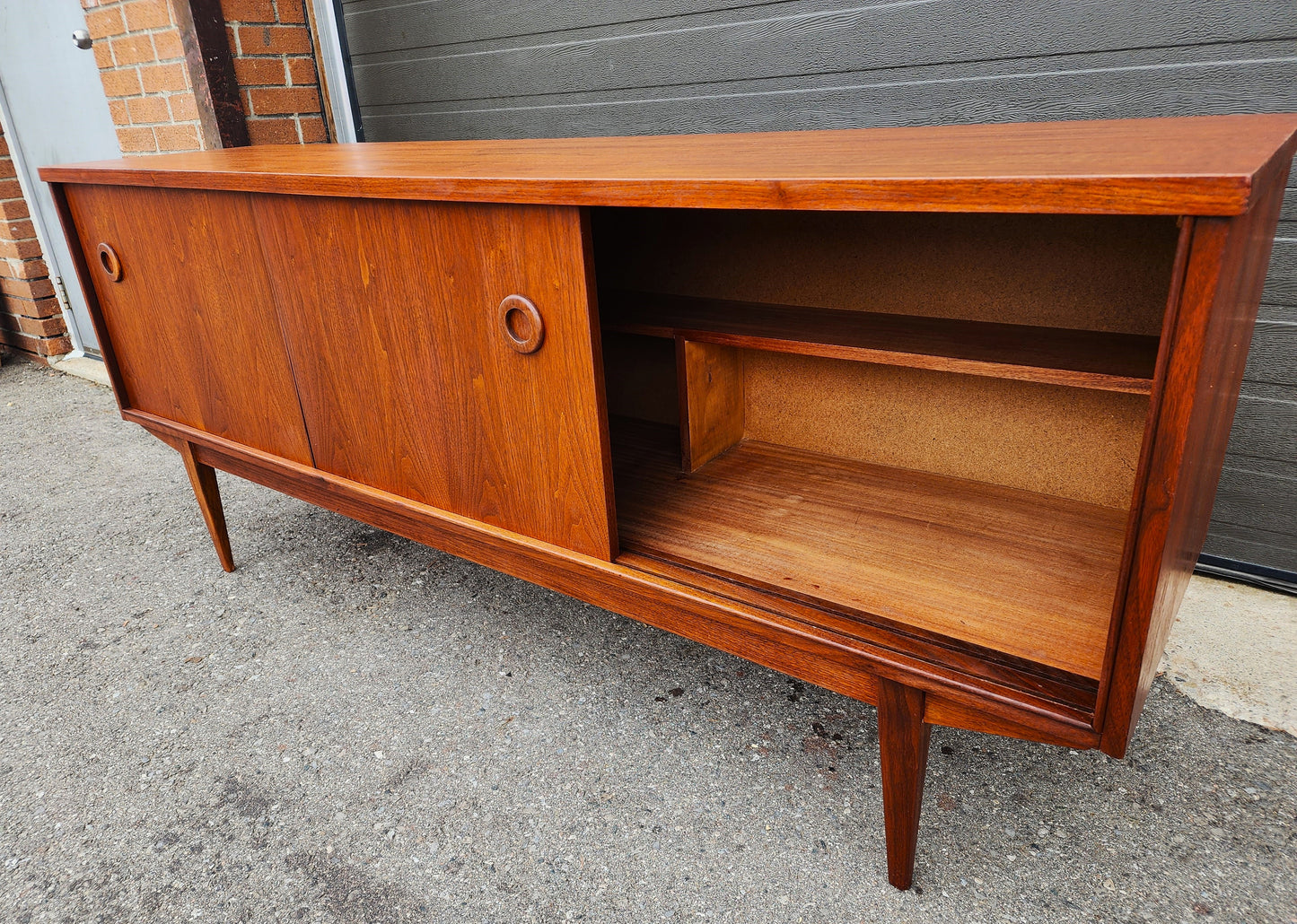 REFINISHED Mid Century Modern Walnut Sideboard Buffet 6 ft