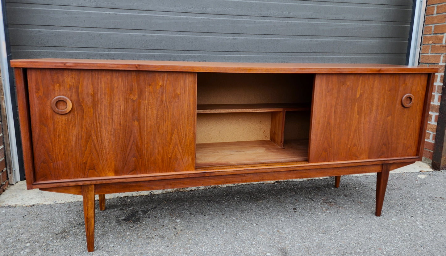 REFINISHED Mid Century Modern Walnut Sideboard Buffet 6 ft