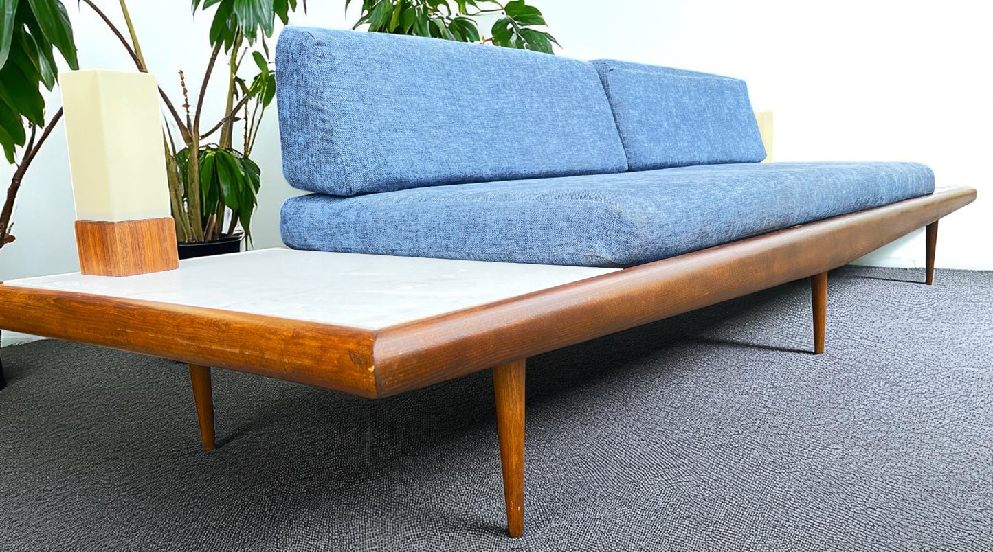 REFINISHED Mid Century Modern A. Pearsall Floating Sofa w End Tables 889-S