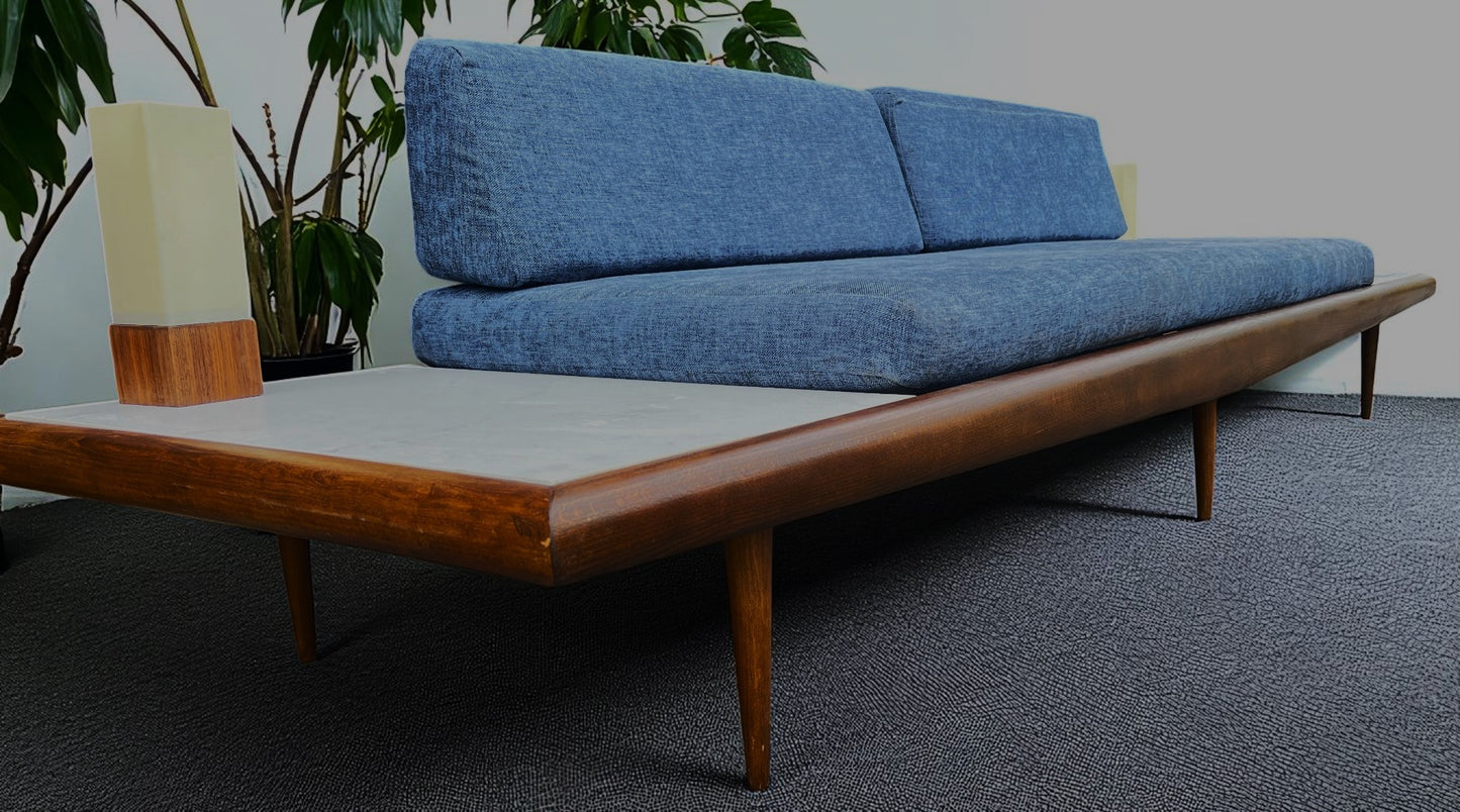 REFINISHED Mid Century Modern A. Pearsall Floating Sofa w End Tables 889-S