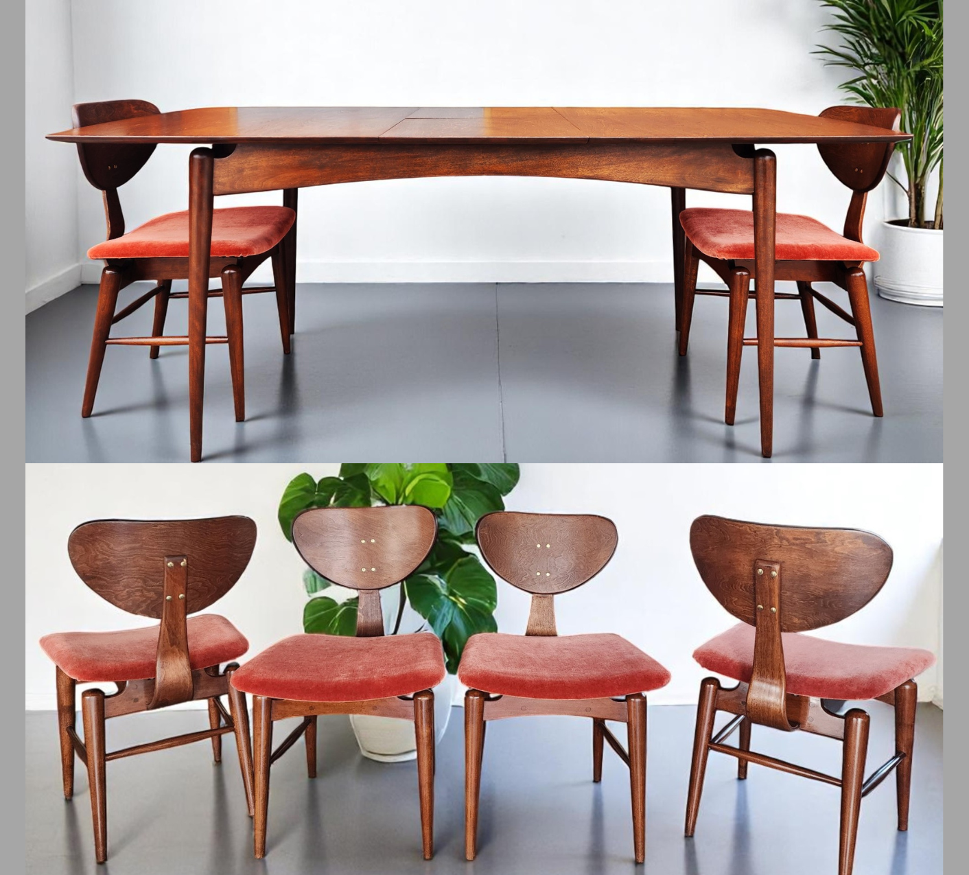 REFINISHED MCM Russell Spanner Dining Table & 6 REUPHOLSTERED Chairs