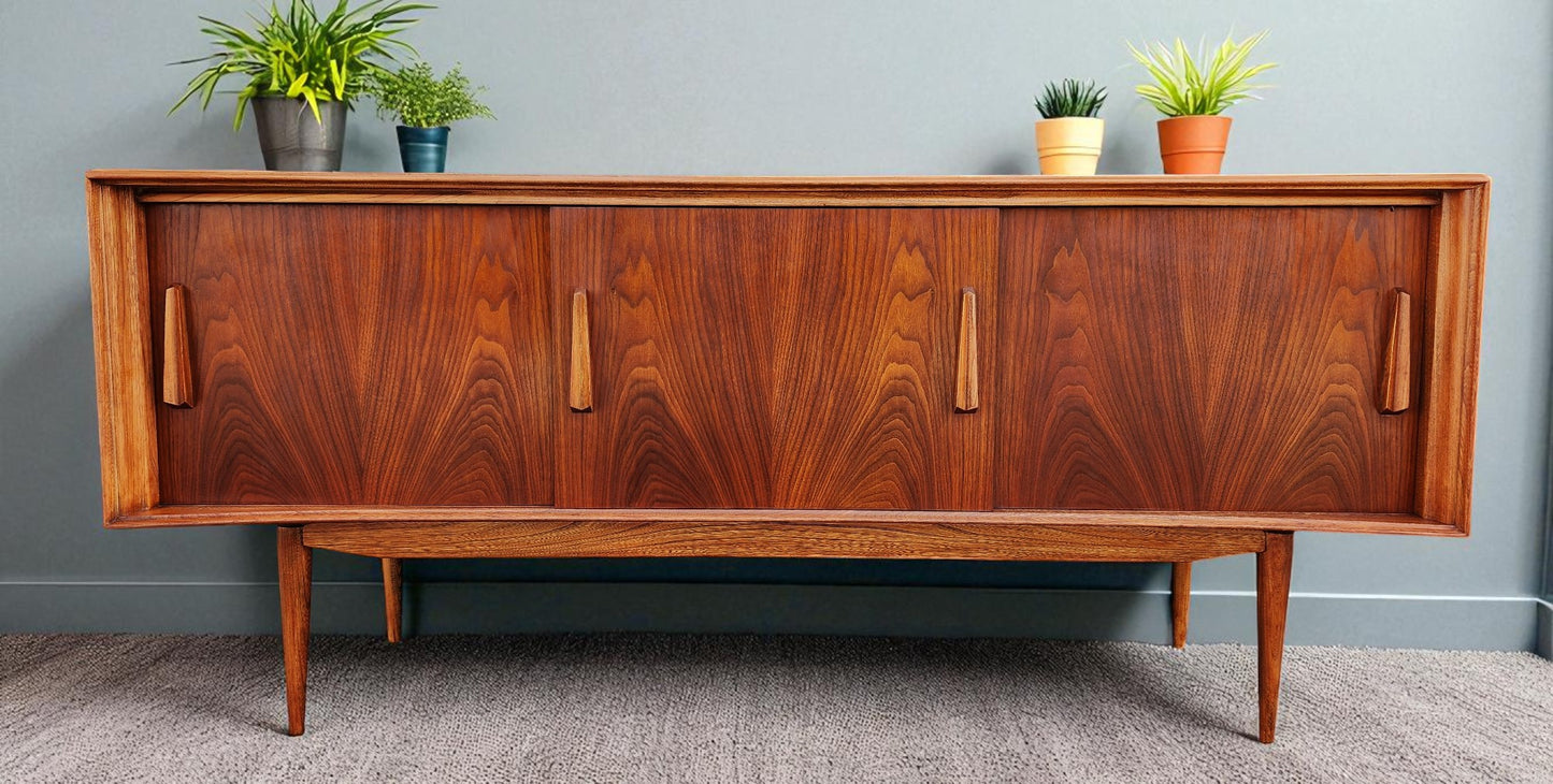 REFINISHED Mid Century Modern Walnut Buffet Credenza by Deilcraft 68"
