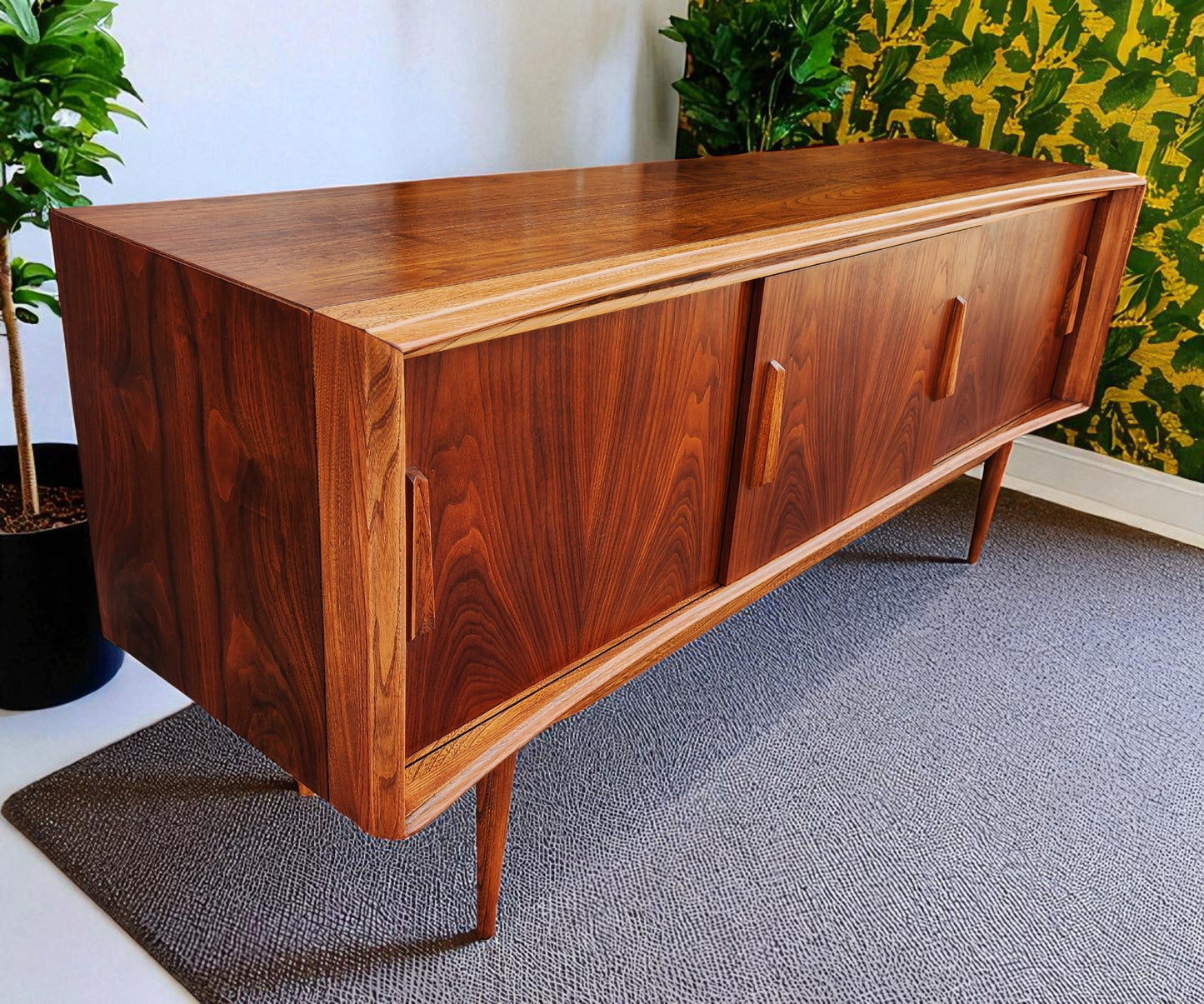 REFINISHED Mid Century Modern Walnut Buffet Credenza by Deilcraft 68"