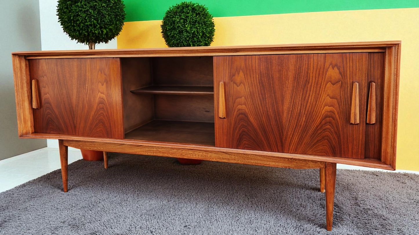 REFINISHED Mid Century Modern Walnut Buffet Credenza by Deilcraft 68"