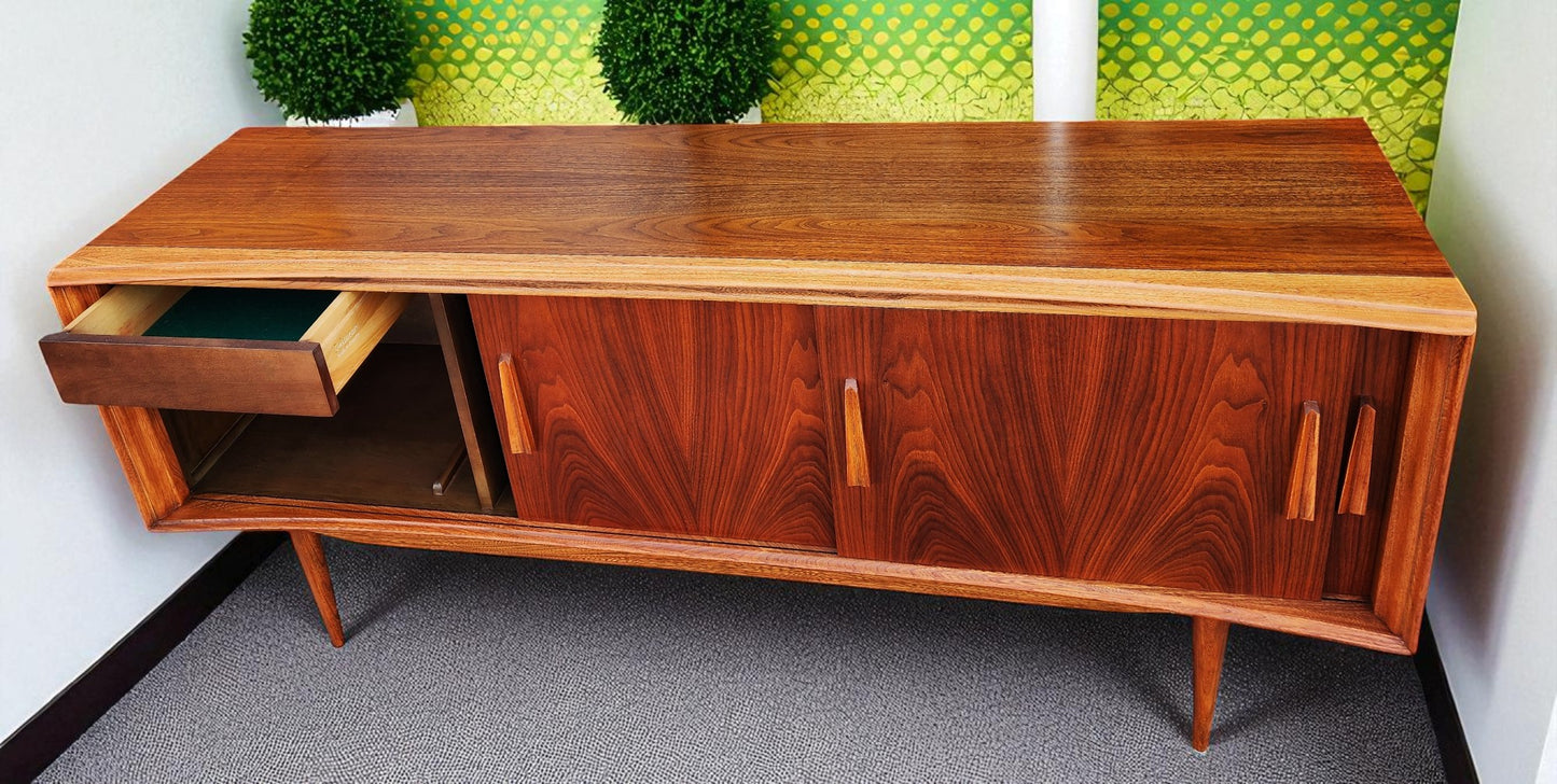 REFINISHED Mid Century Modern Walnut Buffet Credenza by Deilcraft 68"