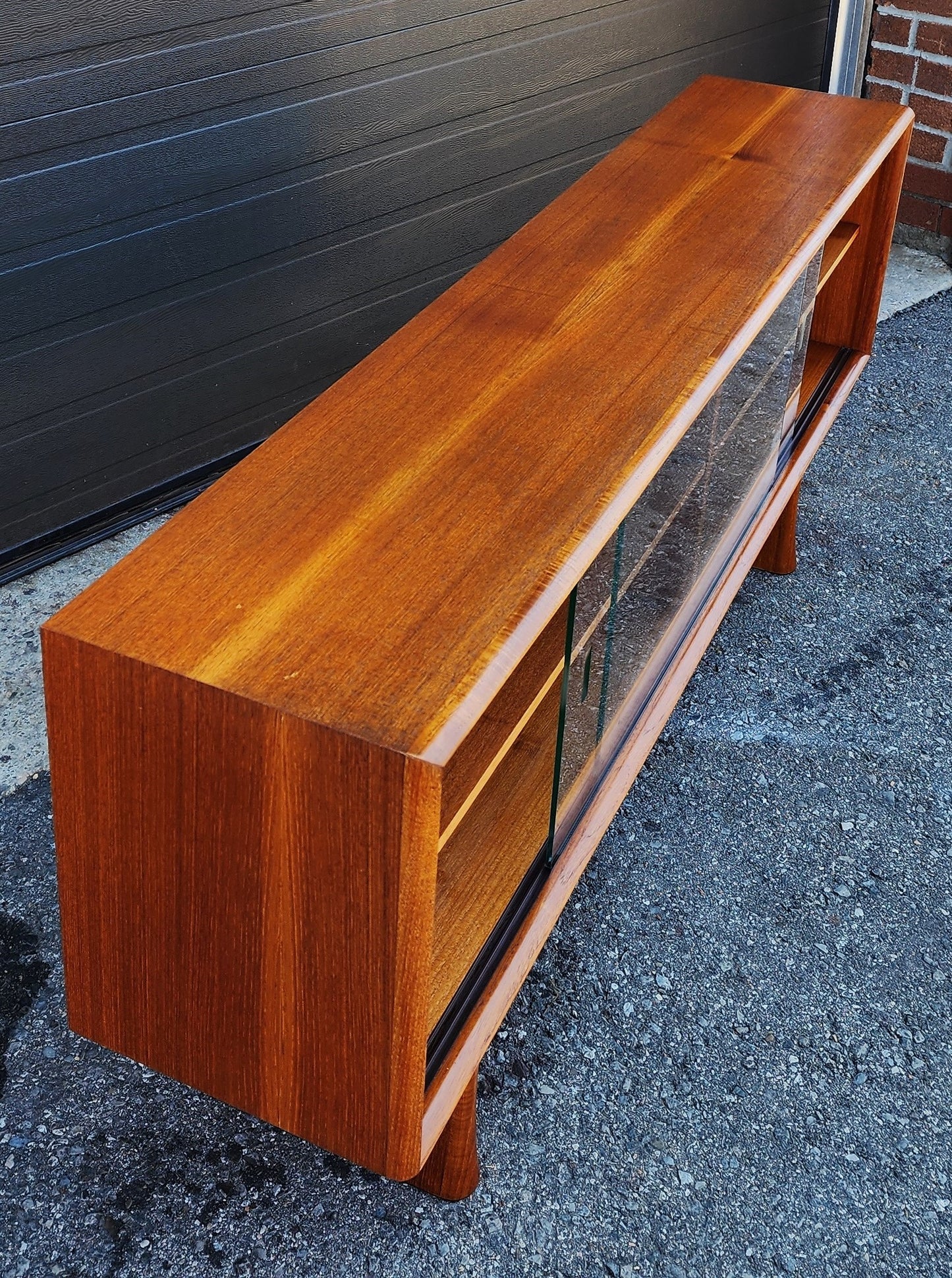 REFINISHED Mid Century Modern Teak Bookcase Display TV Media Console 5 ft