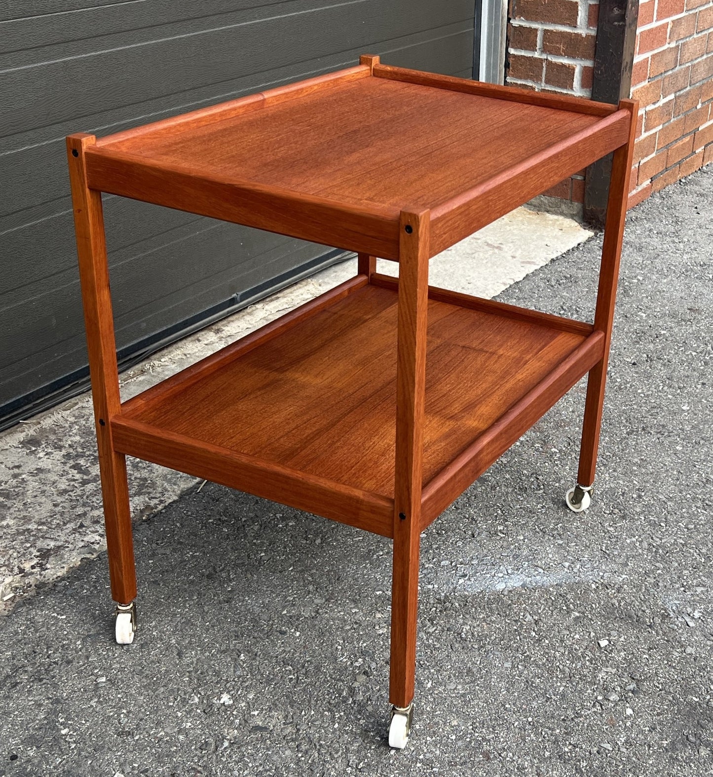 REFINISHED Mid Century Modern Teak Bar Cart