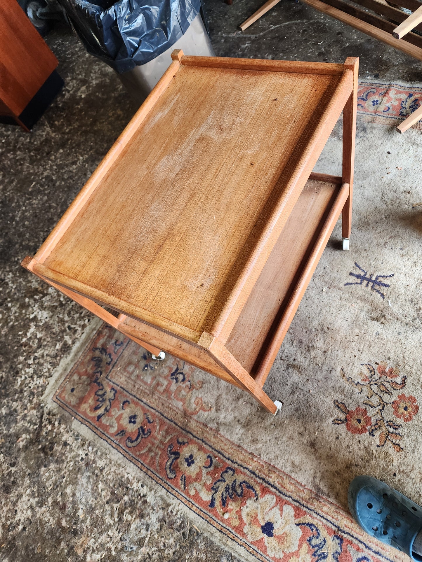 REFINISHED Mid Century Modern Teak Bar Cart