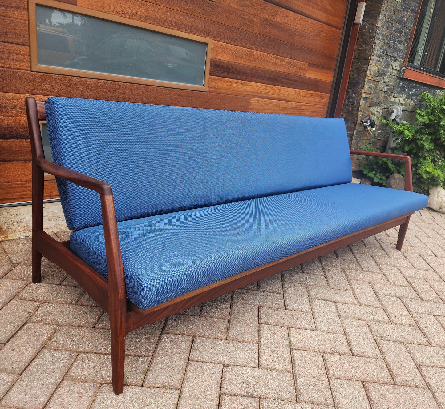 REUPHOLSTERED REFINISHED Mid Century Modern Teak 3-Seater Sofa by R. Huber
