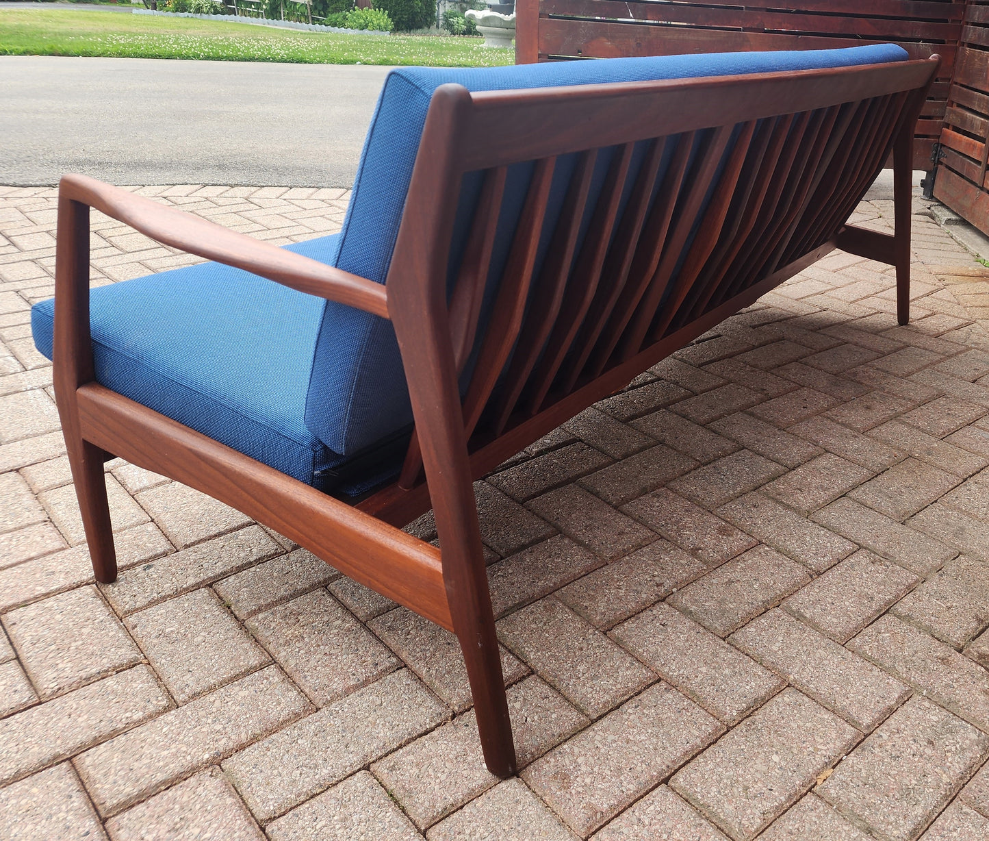 REUPHOLSTERED REFINISHED Mid Century Modern Teak 3-Seater Sofa by R. Huber