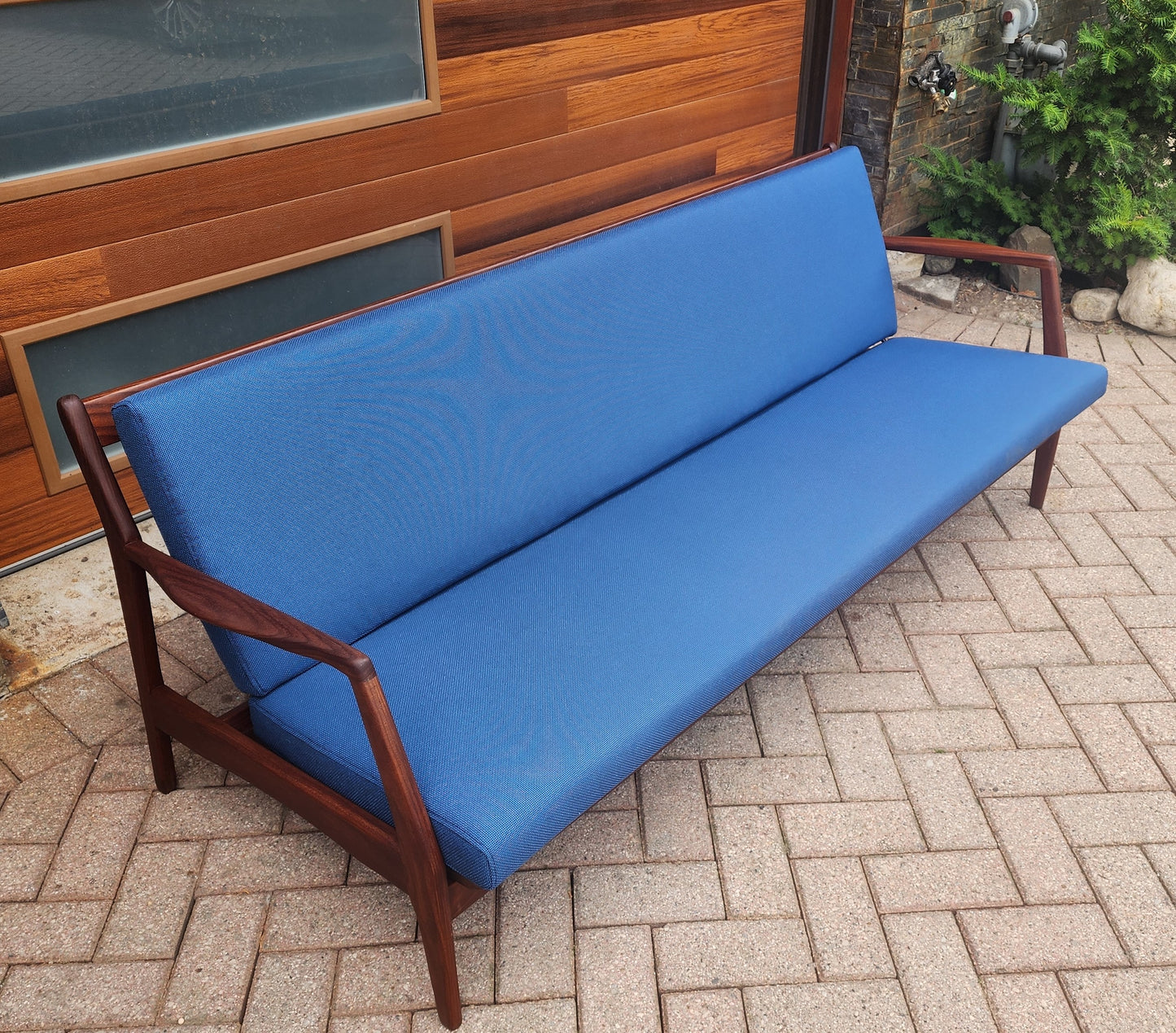 REUPHOLSTERED REFINISHED Mid Century Modern Teak 3-Seater Sofa by R. Huber