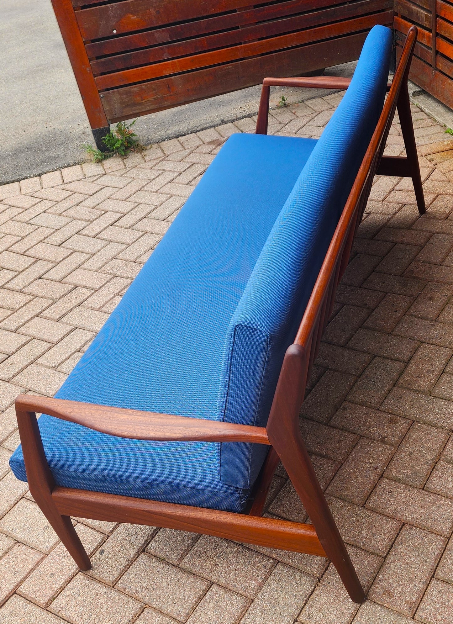 REUPHOLSTERED REFINISHED Mid Century Modern Teak 3-Seater Sofa by R. Huber